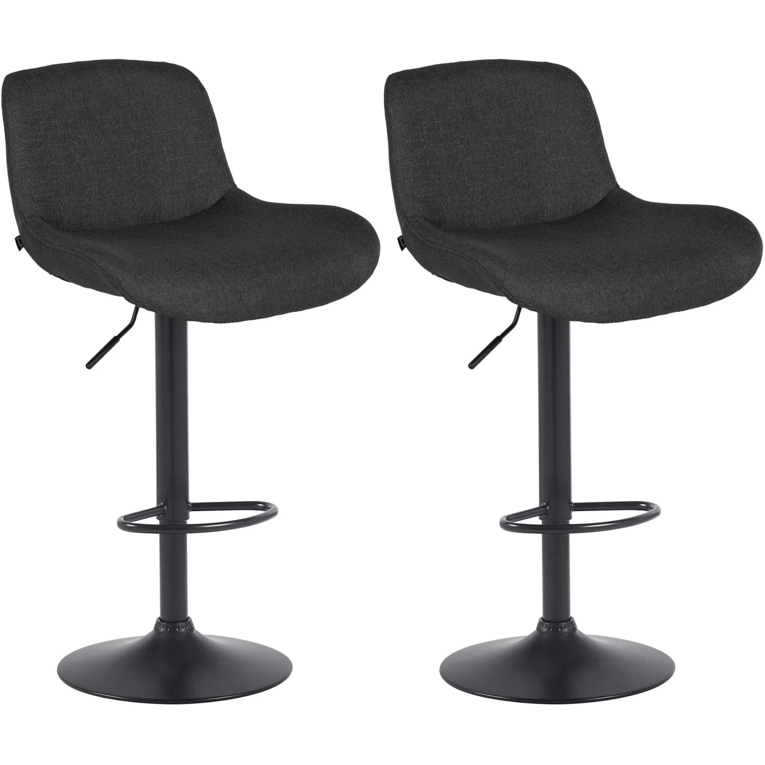 DELUKE 2er Set Barhocker PONOR Stoff Schwarz 50x50x85cm Schwarz Barstuhl Höhenverstellbar Mit Lehne Drehbar Tresenhocker Tresenstuhl