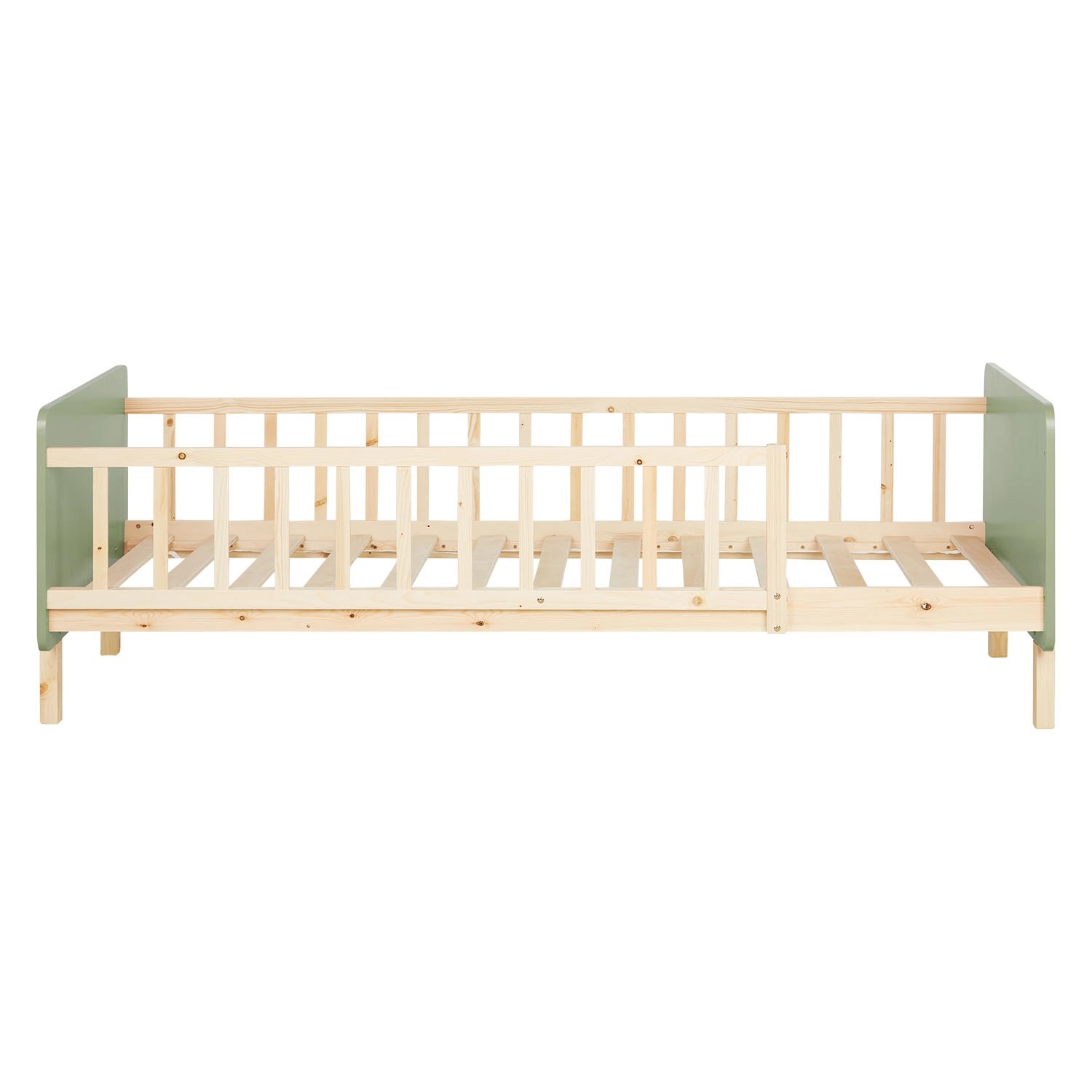 Homestyle4u Kinderbett 90x200 mit Raufallschutz Lattenrost Matratze Grün 2802_5