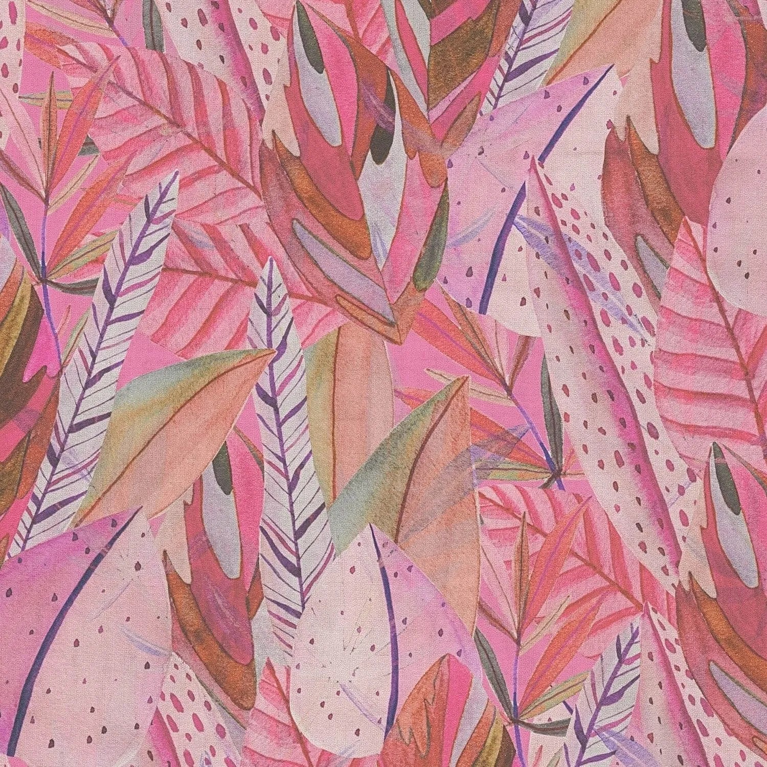 PROFHOME 782203-GU Natur Tapete Floral Matt Pink Lila Violett-Blau Rosa 0,53 m x 10,05 m 5,33 m2