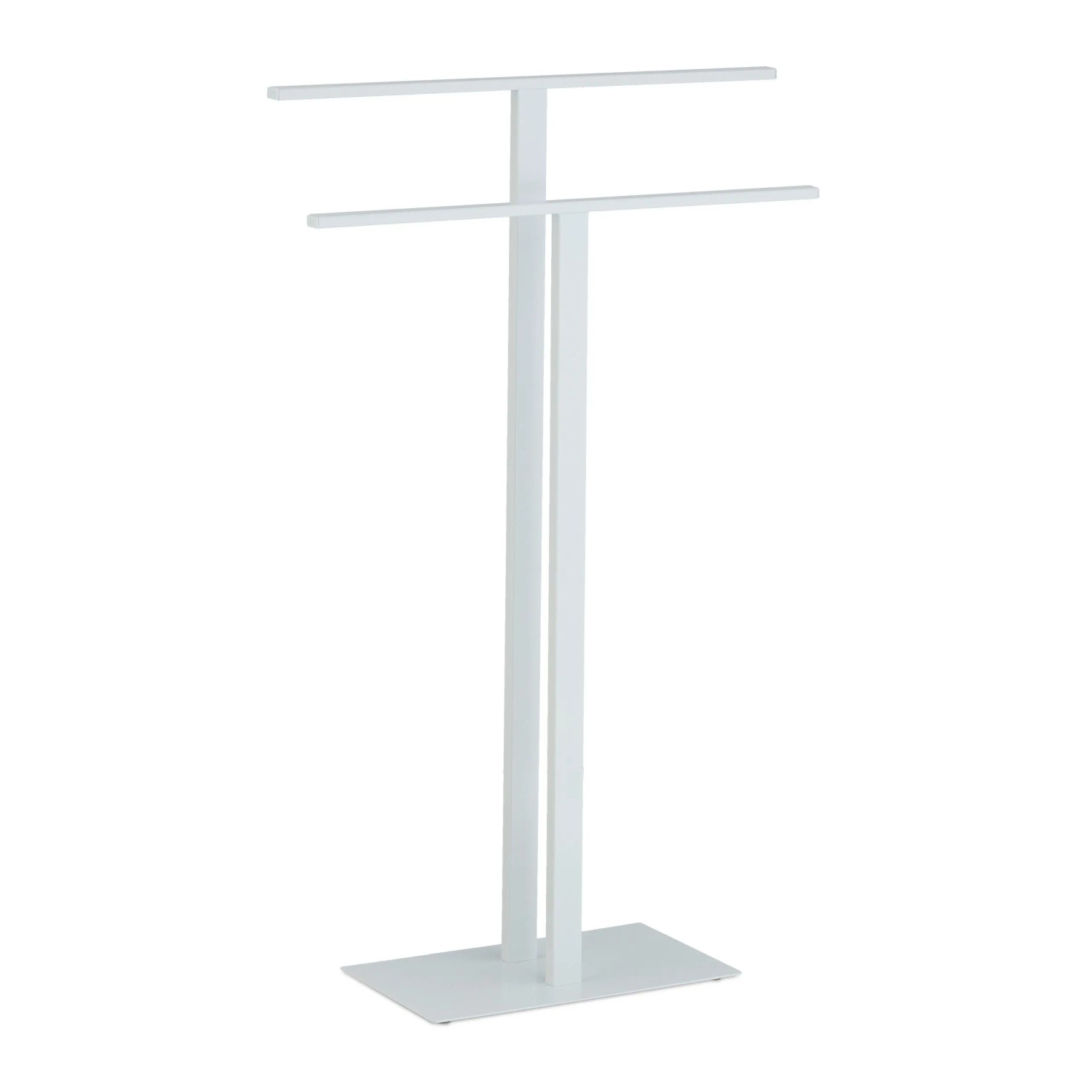 Relaxdays Handtuchständer Eisen Weiß Freistehend mit 2 Stangen 82 cm x 50 cm x 19 cm 3,4 kg