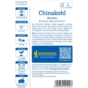 Kiepenkerl Chinakohl Michihili Saatgutpackung für den Gemüseanbau.