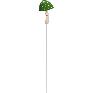 Gartenstecker Pilz, grün mit weißen Punkten, aus Metall, 115 cm hoch. Dekorative Gartendekoration.