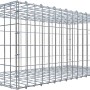 Leere Gabiona C-Ring-Gabione, 40x100x50 cm, Maschenweite 5x10 cm, aus verzinktem Drahtgitter.