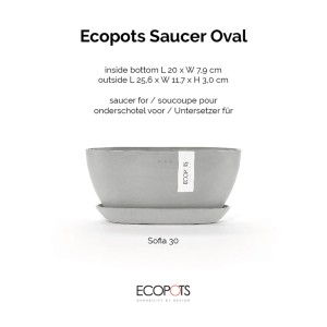 Ecopots Untersetzer Sofia oval Weißgrau 26 cm