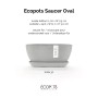 Ovaler, weißgrauer Ecopots Untersetzer Sofia, 26 cm, für Innen- und Außenbereich.