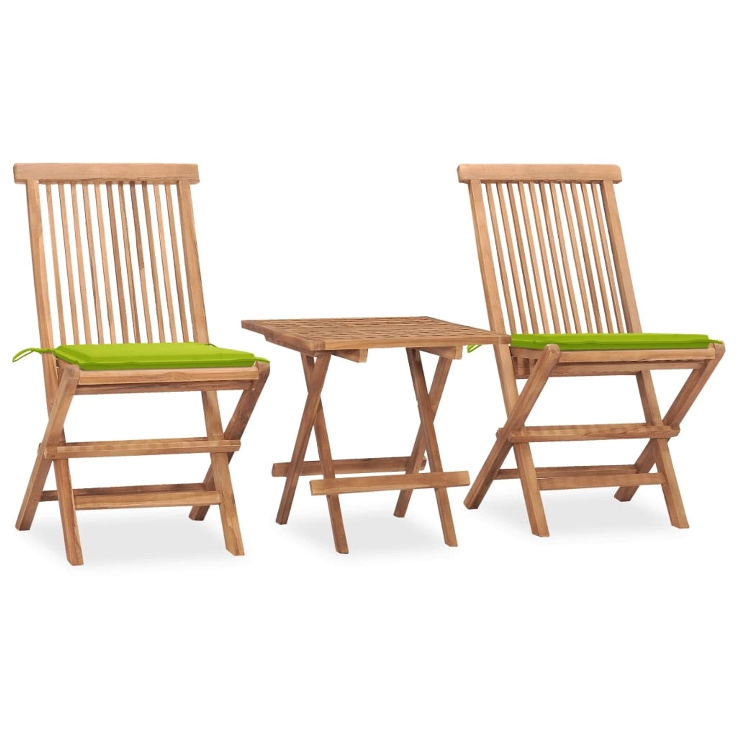 vidaXL 3-Tlg Garten-Essgruppe mit Kissen Klappbar Massivholz Teak 3063209 günstig online kaufen