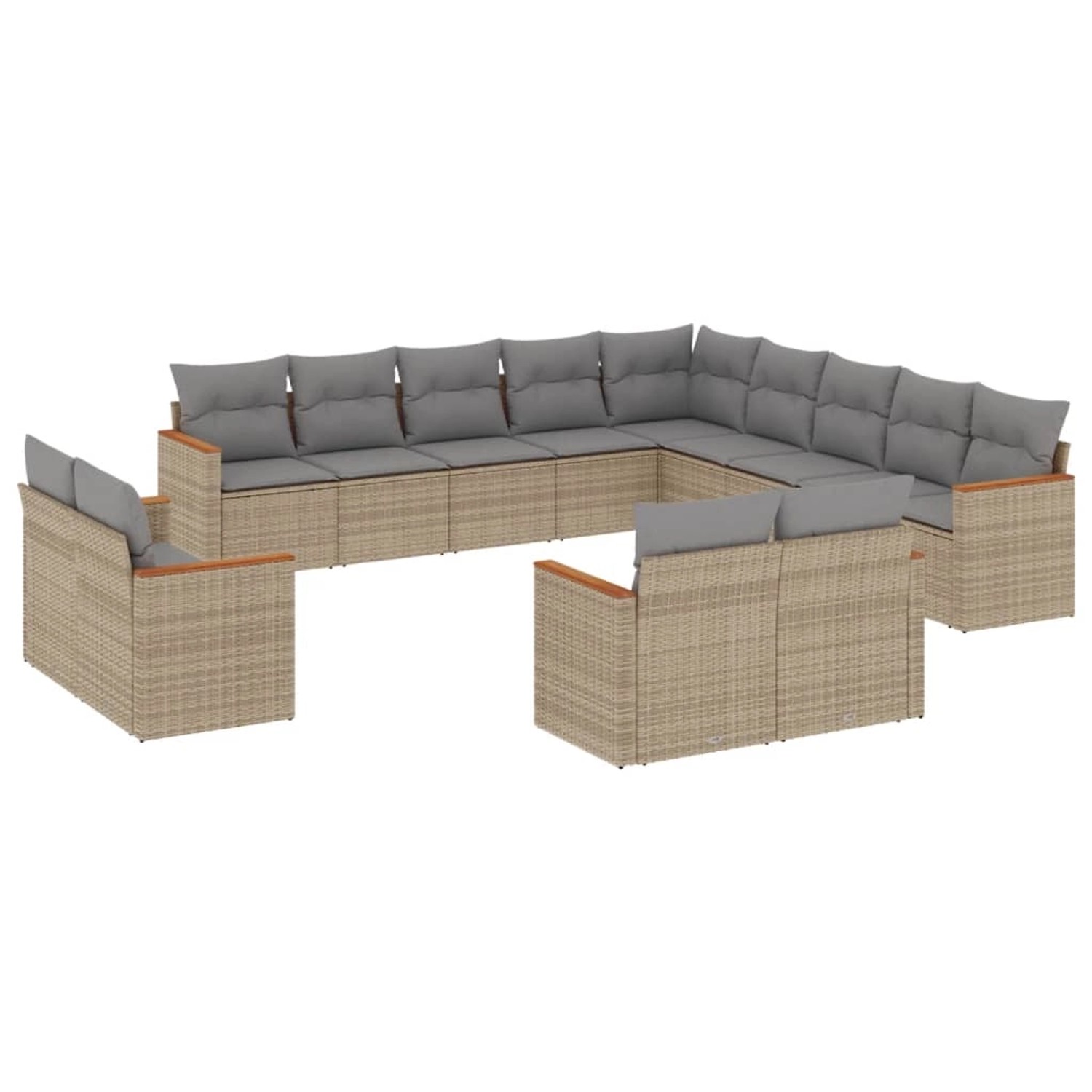 vidaXL 13-tlg Garten-Sofagarnitur mit Kissen Beige Poly Rattan Modell 76 günstig online kaufen