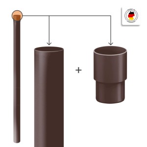 Inefa Fallrohr, 100cm, DN 100, dunkelbraun, aus PVC, zur Ableitung von Regenwasser.