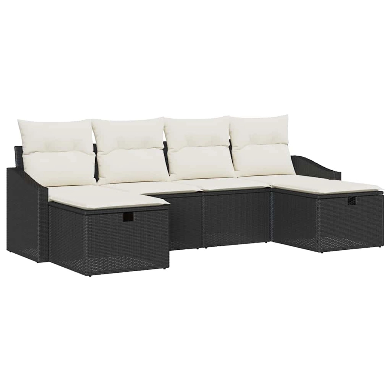 vidaXL Garten-Sofa-Set mit Kissen 6-Tlg Schwarz Poly Rattan 3359316 günstig online kaufen