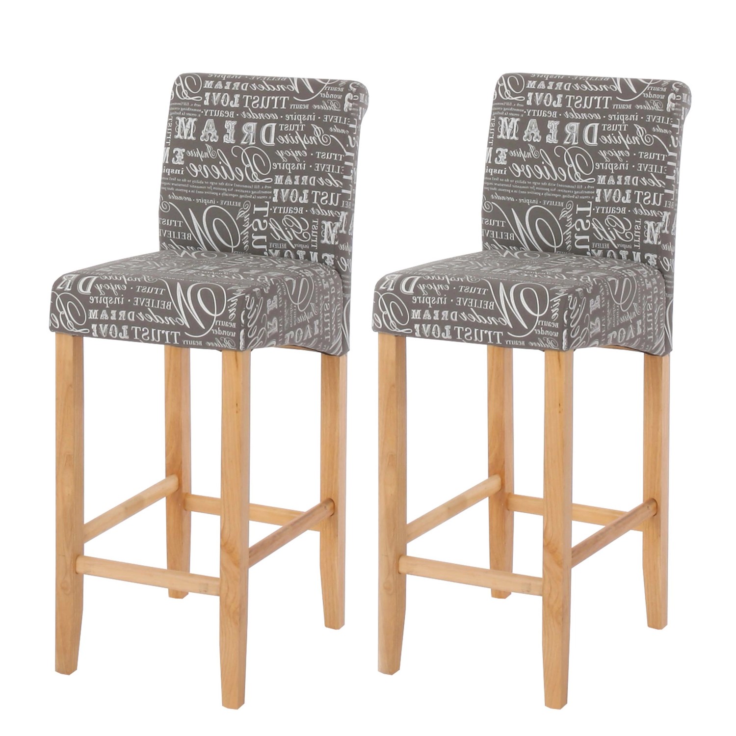 PROREGAL 2er-Set Barhocker Gepolstert Mit Lehne Sitzhöhe 75cm Holz Schriftz günstig online kaufen