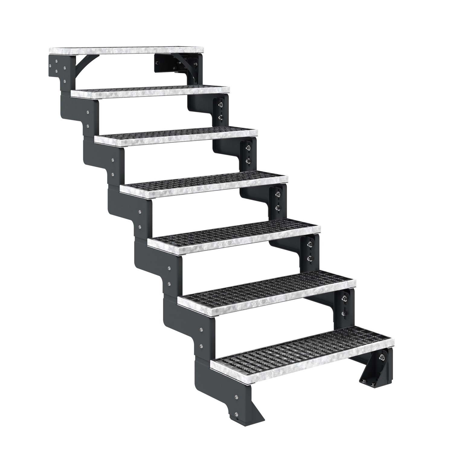 Dolle Außentreppe Gardentop Anthrazit 7 Gitterroststufe 80 cm Ohne Geländer günstig online kaufen
