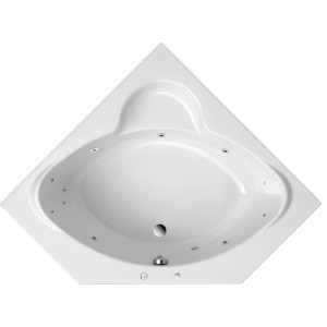 Ottofond Whirlpool Miami Komfort, 125 cm, weiße Eck-Badewanne mit Hydromassage-Düsen.
