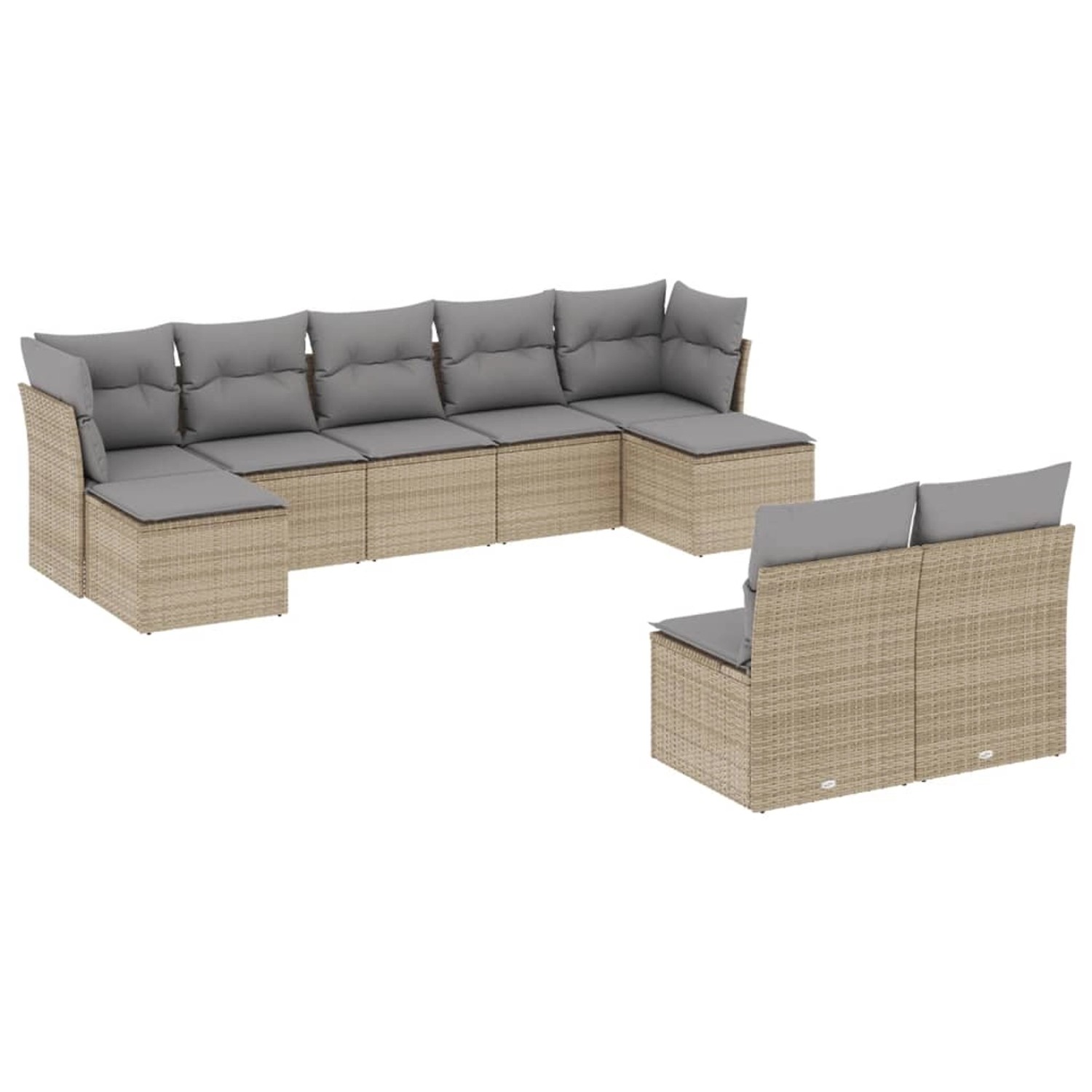 vidaXL 9-tlg Garten-Sofagarnitur mit Kissen Beige Poly Rattan Modell 58 günstig online kaufen