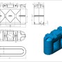 KMND 2000L Wassertank, marmoriert, mit technischer Zeichnung. Flacher Trinkwassertank für Garten & Haus.