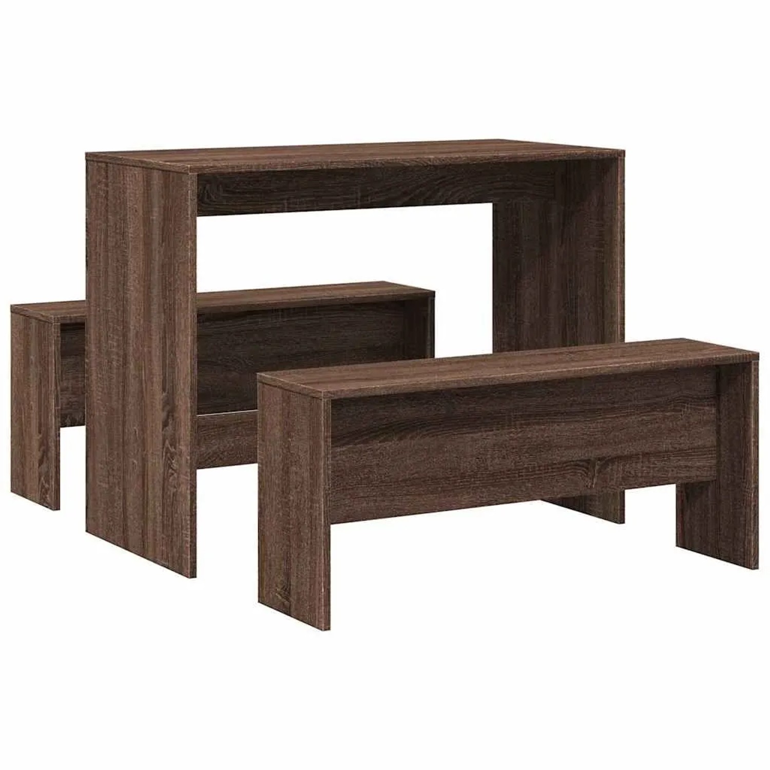 vidaXL 3 Tlg Esstisch und Bank Set Braun Eichen-Optik Holzwerkstoff 855537