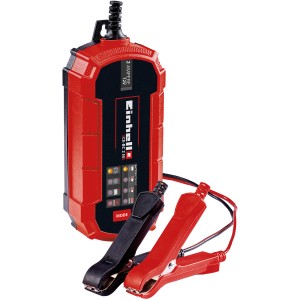 Einhell CE-BC 2 M Batterieladegerät mit Ladekabel und Klemmen, rot/schwarz.