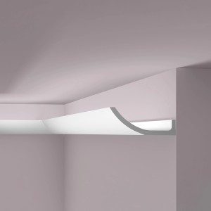 Weiße NOEL & MARQUET Eckleiste WT4 WALLSTYL für indirekte Beleuchtung, 2 m lang.