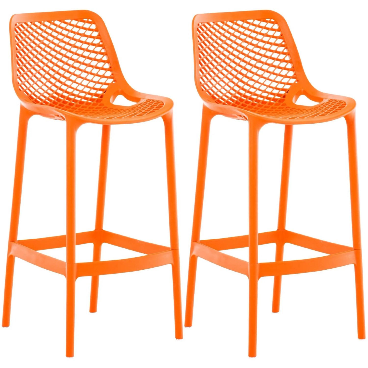 DELUKE 2er Set Barhocker BUNIM Kunststoff Orange 45x53x105cm Barstuhl Mit Lehne Tresenhocker Tresenstuhl