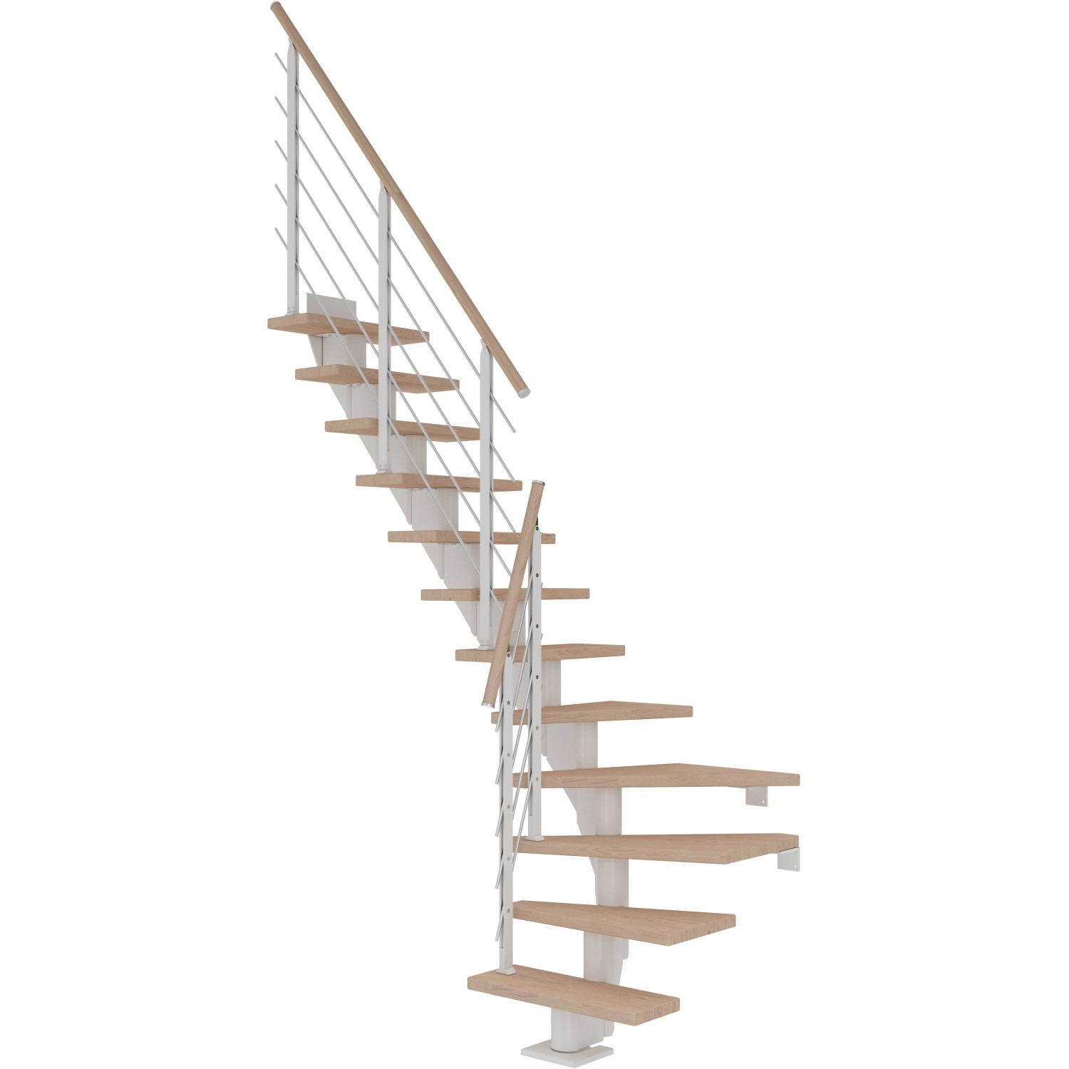 Dolle Mittelholmtreppe Frankfurt Eiche Weiß GH b. 258cm 1/4 Gewendelt 65cm günstig online kaufen