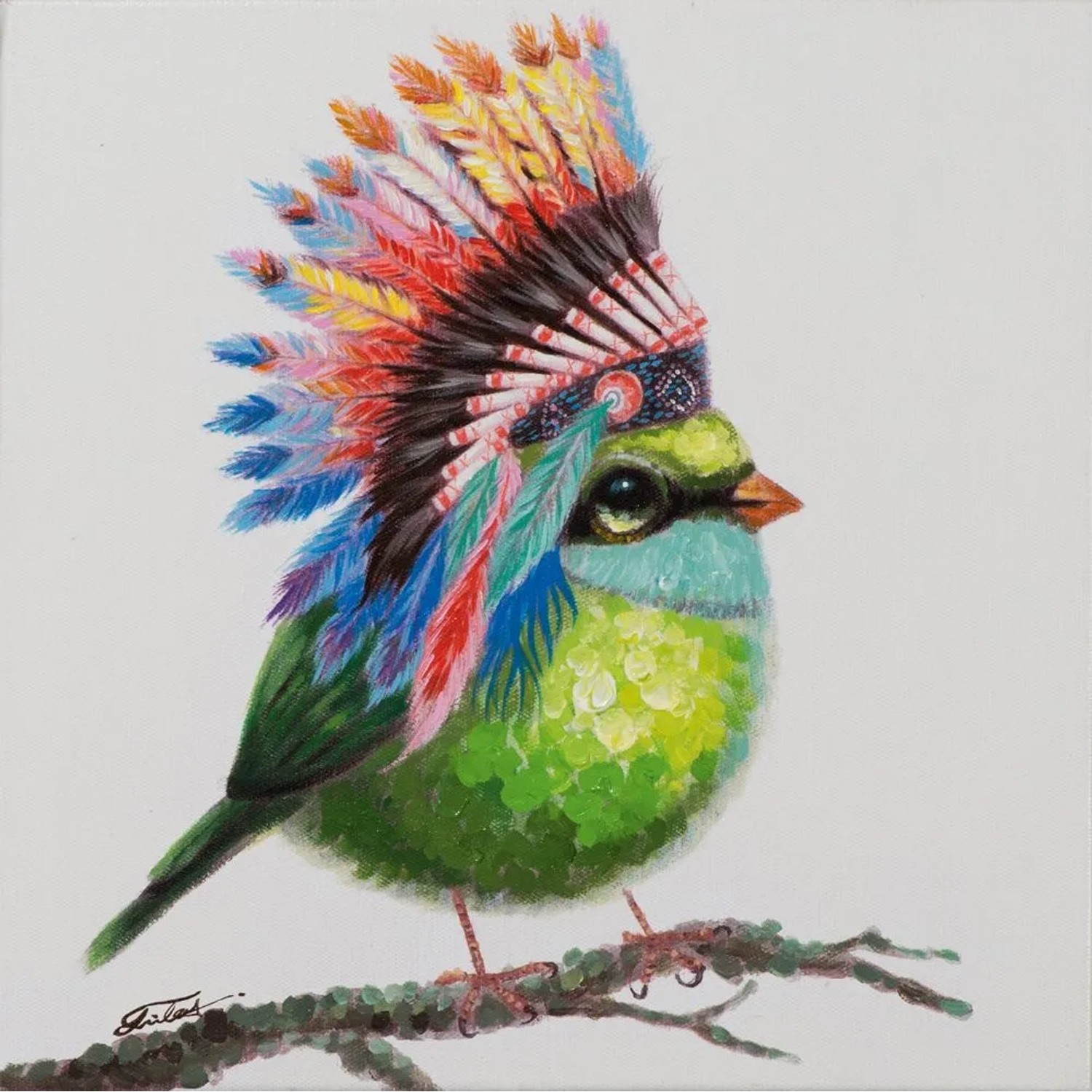 Art Universe Leinwandbild Vogel mit Federschmuck 40 x 40 cm