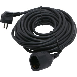 Schwarzes Schuko Verlängerungskabel, 10 m, für den Innenbereich.
