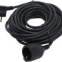 Schwarzes Schuko Verlängerungskabel, 10 m, für den Innenbereich.