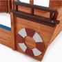 Detailansicht Home Deluxe Sandkasten Matschekiste: Holzschiff mit Rettungsring.