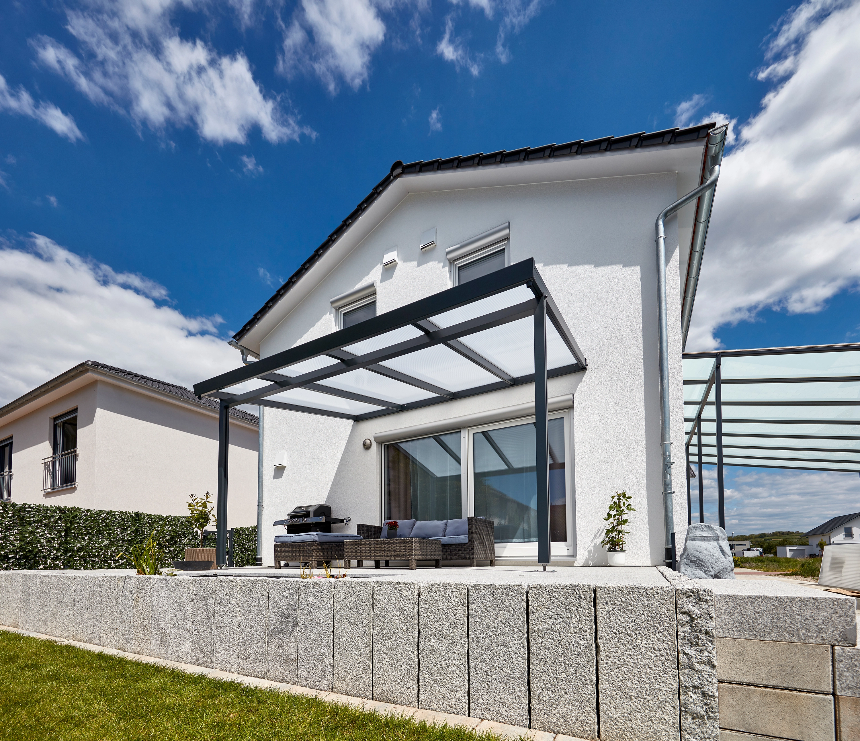 Terrassenüberdachung Premium (BxT) 309 cm x 306 cm Anthrazit Polycarbonat  Opal kaufen bei OBI