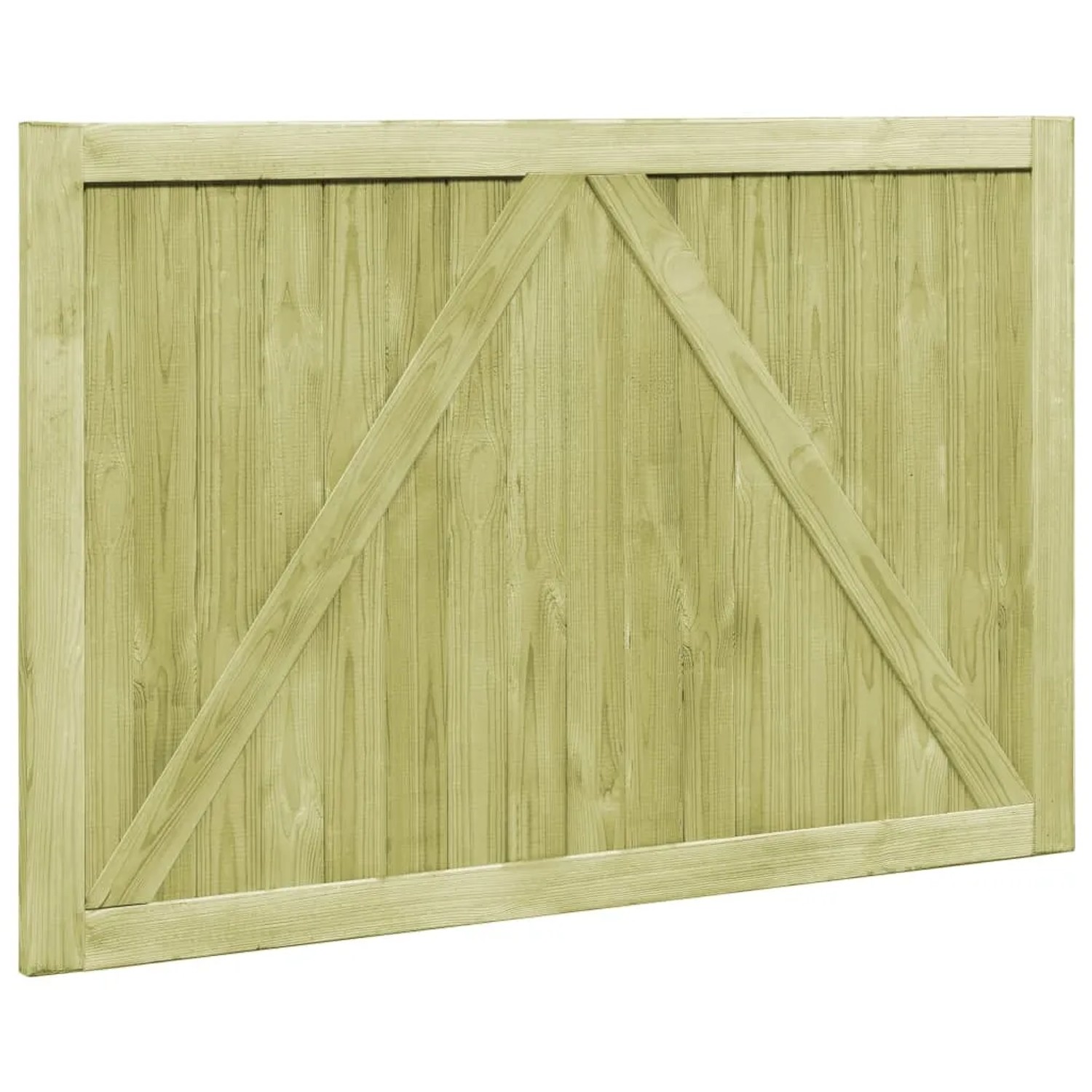 Grünes Gartentor aus imprägniertem Kiefernholz, 150x100 cm. Robustes Zauntor mit diagonalen Streben.