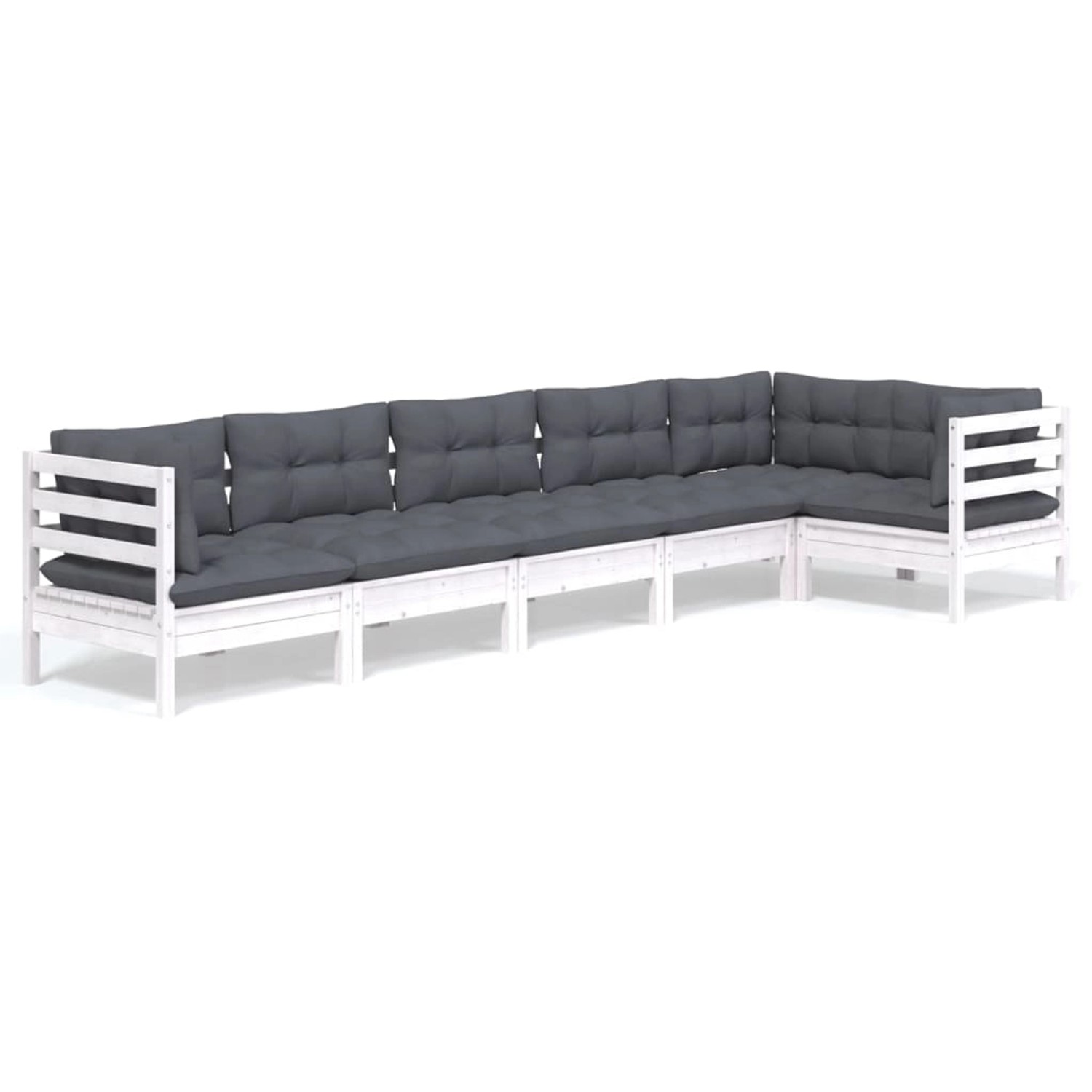 vidaXL 6-Tlg Garten-Lounge-Set mit Kissen Weiß Kiefernholz 3096395 günstig online kaufen