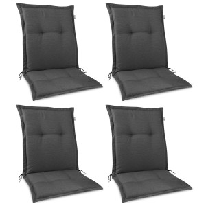 4er Set Beautissu HighLux NL Niederlehner Gartenstuhlauflagen, anthrazit, 105x50x7cm.