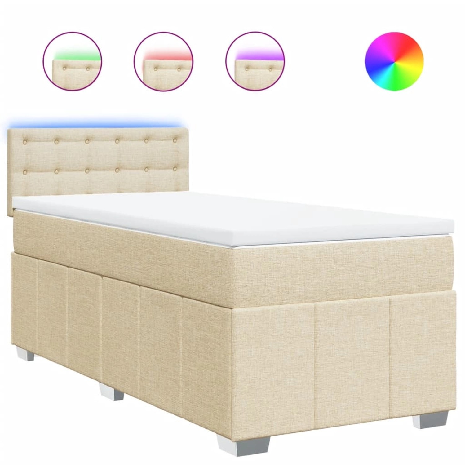 vidaXL Boxspringbett mit Matratze Creme 90x200 cm Stoff 3289270 günstig online kaufen