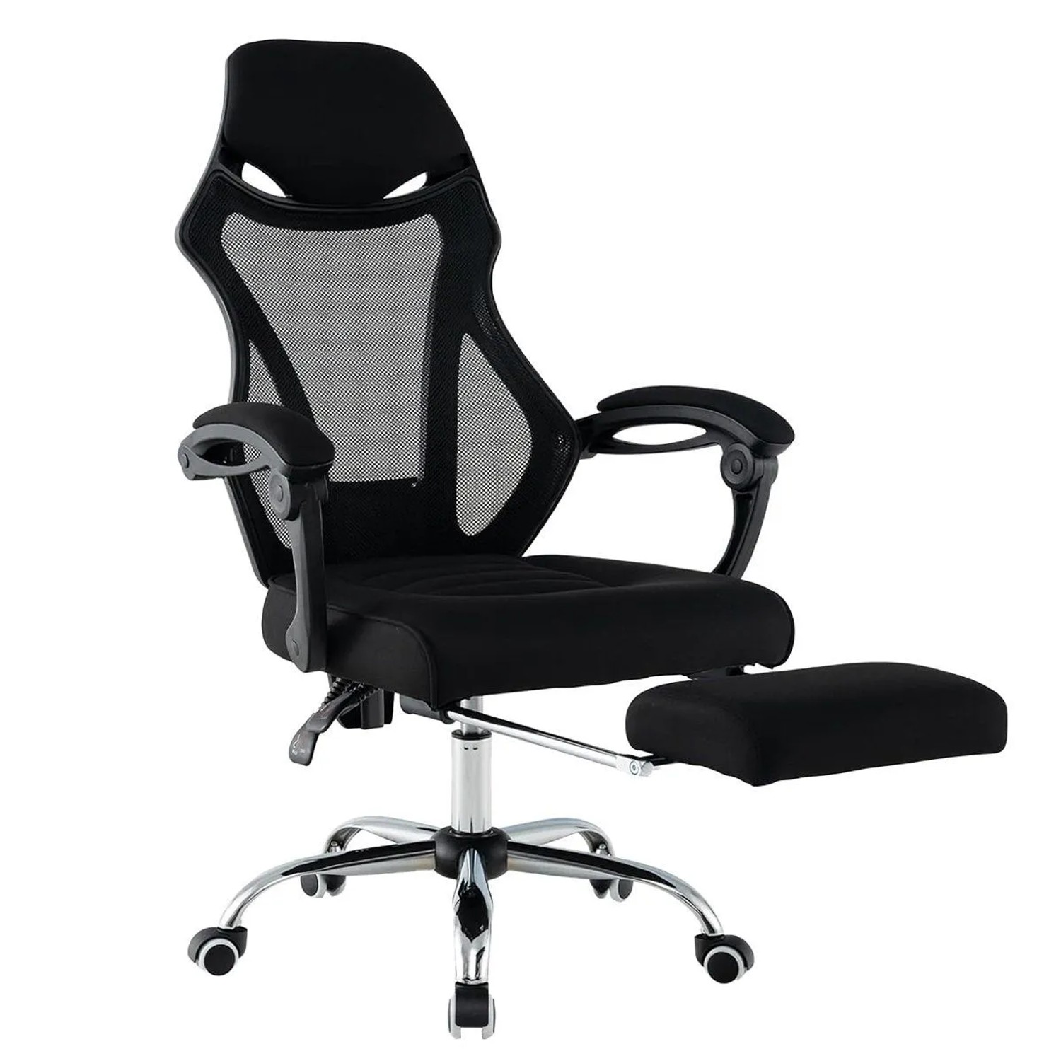 Costway Ergonomischer Bürostuhl mit Einziehbarer Fußstütze Schwarz günstig online kaufen