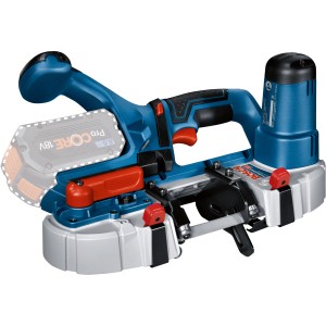 Bosch Professional GCB 18V-63 Akku-Bandsäge (Solo-Version, ohne Akku) in Blau und Silber.