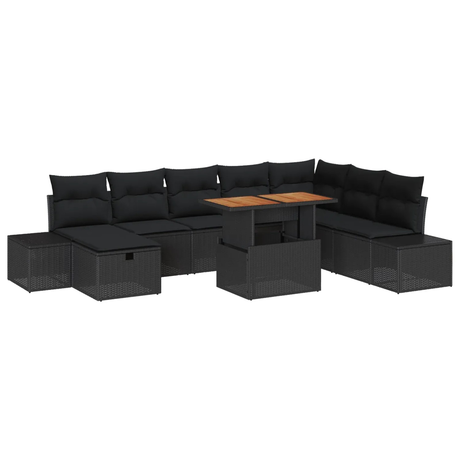 vidaXL Garten-Sofa-Set mit Speicher 9-Tlg Schwarz Poly Rattan 3361401 günstig online kaufen
