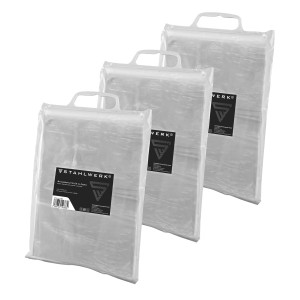 STAHLWERK Staubschutztür 3er Set, U-Form, transparente Folie mit Tragegriff und Etikett.