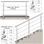 AICA 304 Edelstahl Treppengeländer Set Seitenmontage 200 cm Länge 3 Querstreben_5
