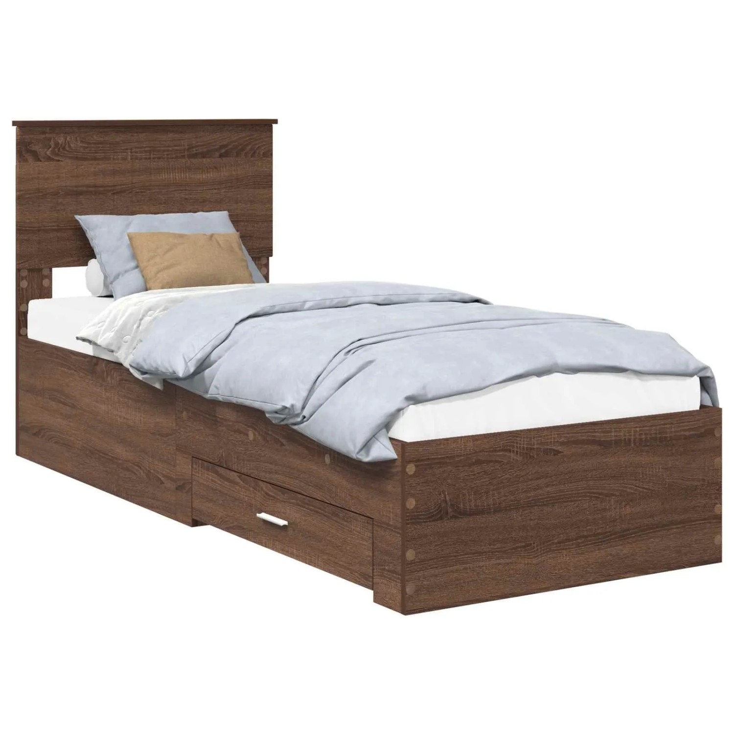vidaXL Bettrahmen Braune Eiche und Silber 75 x 190 cm Holzwerkstoff 3410964