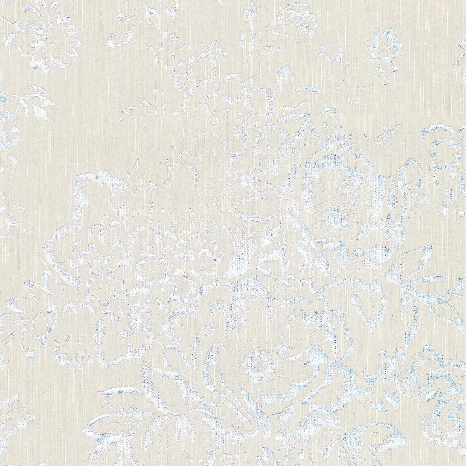 Bricoflor Blumen Tapete Creme Silber Vlies Textiltapete Floral mit Metallic Effekt für Wohnzimmer und Schlafzimmer Elegante Textil Vliestapete Edel