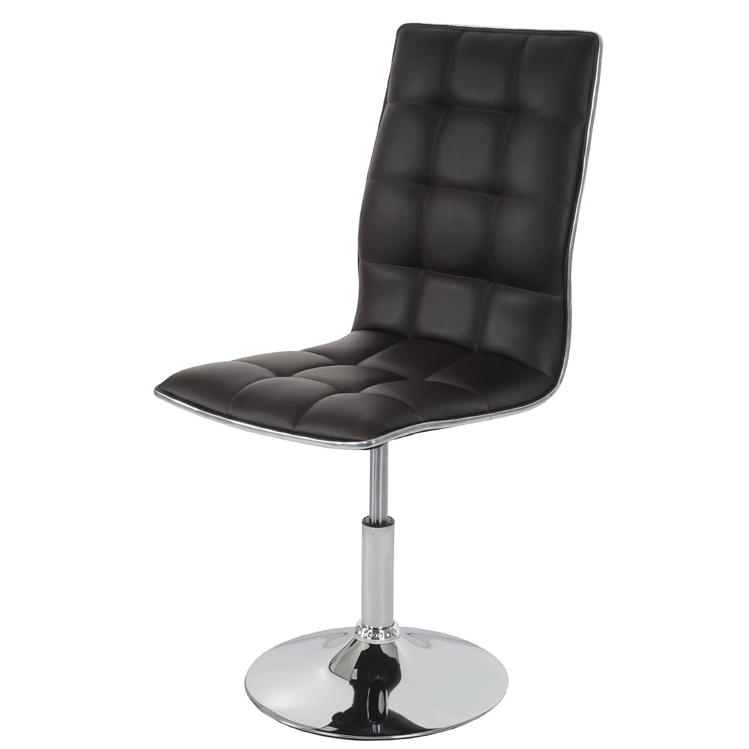 Brauner MCW Esszimmerstuhl C41 im 6er-Set mit Kunstlederbezug und verchromtem Fuß.