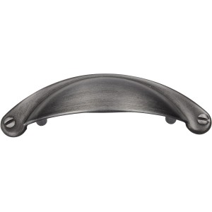 Siro Möbelgriff 1761, Eisenfarbig Antik, Lochabstand 64mm. Metall Muschelgriff für Möbel.