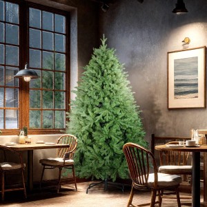 Grüner künstlicher HOMCOM Weihnachtsbaum, 180 cm hoch, im nordischen Kiefern-Look, mit Stahlfuß in festlichem Raum.