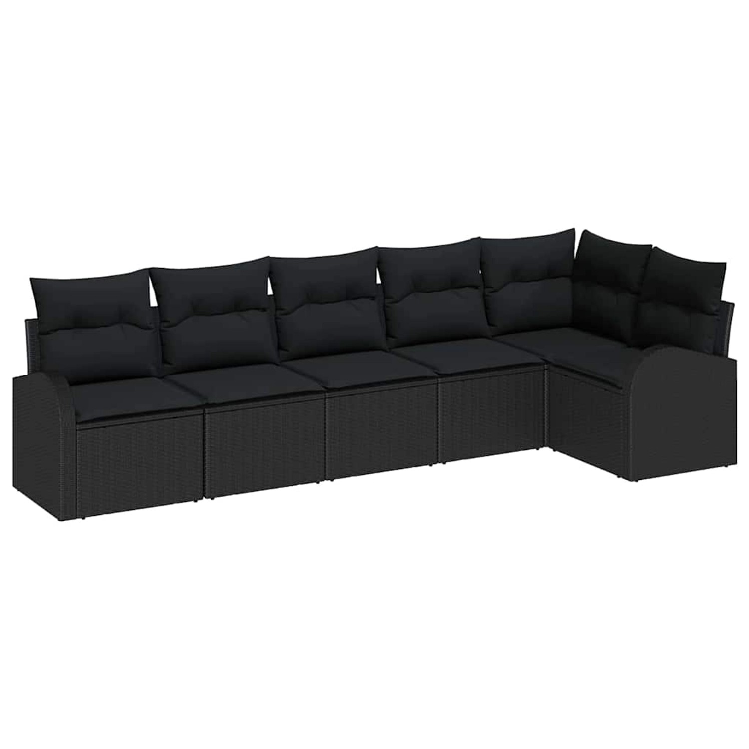 vidaXL Garten-Sofa-Set mit Kissen 6-Tlg Schwarz Poly Rattan 3346063 günstig online kaufen