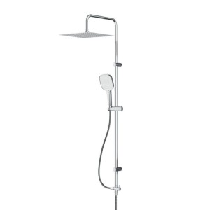Modernes AM.PM Duschsystem Set mit quadratischer Regendusche, Handbrause und Chrom-Finish für Duschen.
