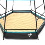 TP Toys Klettergerüst Explorer, schwarzer Spielturm mit Sandkasten und Stahlrahmen.
