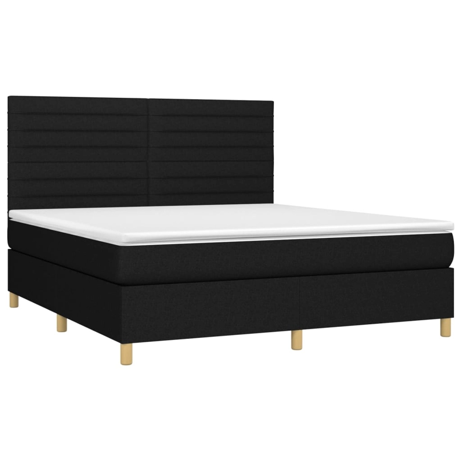 vidaXL Boxspringbett mit Matratze & LED Schwarz 160x200 cm Stoff 3135527