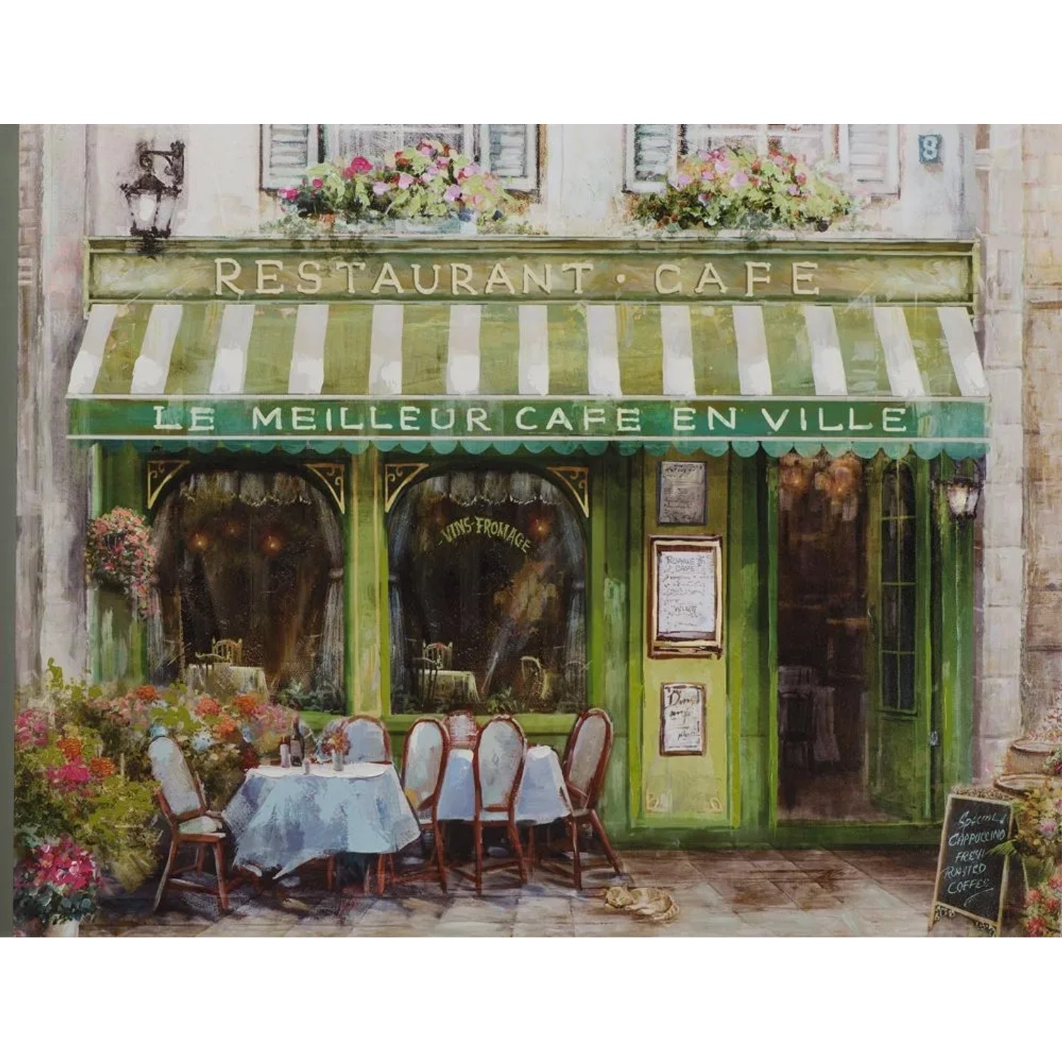 Art Universe Leinwandbild Französisches Café in Grün 70 x 90 cm