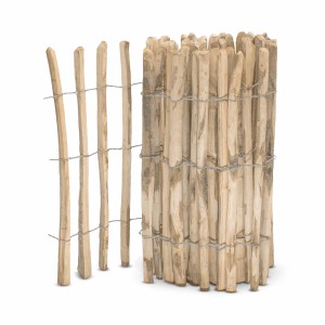 Stiltreu Staketenzaun aus Kastanie, 500x75cm, Lattenabstand 4-6cm, für Garten und Grundstück.