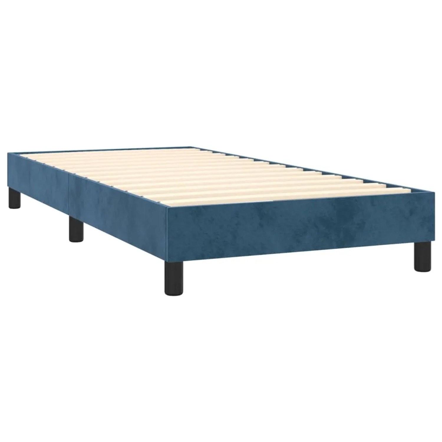 Boxspringbett vidaXL, dunkelblaues Samtbettgestell 90x190 cm mit Lattenrost.