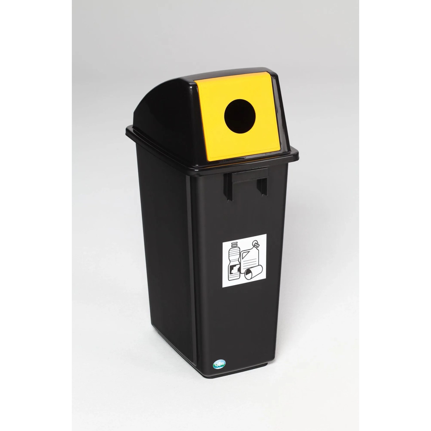 PROREGAL Robuster Wertstoffsammler Mit Kopfteil 58 Liter HxBxT 60 x 32,5 x 47,5 cm Kunststoff Schwarz Gelb